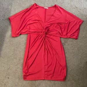 Coral Knot Mini Dress